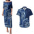 Samoa Siapo Motif Couples Matching Puletasi Dress and Hawaiian Shirt Classic Style - Bue Ver LT7 Blue - Polynesian Pride