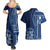 Samoa Siapo Motif Couples Matching Summer Maxi Dress and Hawaiian Shirt Classic Style - Bue Ver LT7 - Polynesian Pride