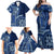 Samoa Siapo Motif Family Matching Off Shoulder Maxi Dress and Hawaiian Shirt Classic Style - Bue Ver LT7 - Polynesian Pride