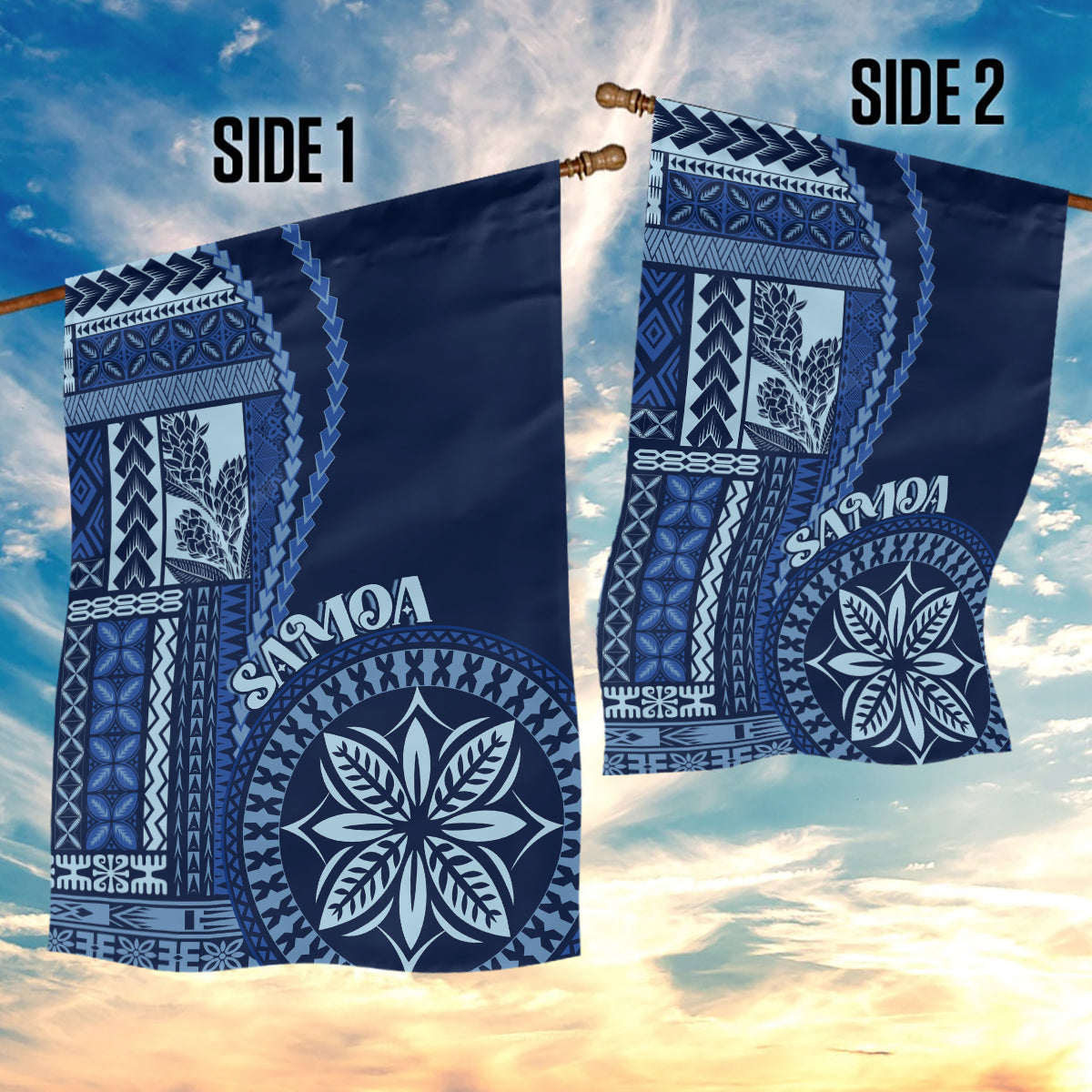 Samoa Siapo Motif Garden Flag Classic Style - Bue Ver LT7 - Polynesian Pride