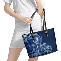 Samoa Siapo Motif Leather Tote Bag Classic Style - Bue Ver LT7 - Polynesian Pride