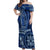 Samoa Siapo Motif Off Shoulder Maxi Dress Classic Style - Bue Ver LT7 Women Blue - Polynesian Pride