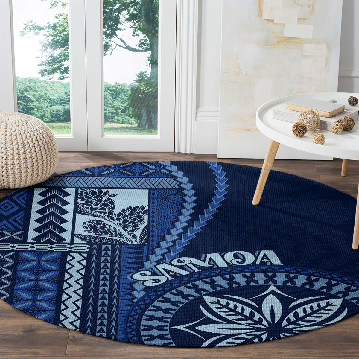 Samoa Siapo Motif Round Carpet Classic Style - Bue Ver LT7 - Polynesian Pride