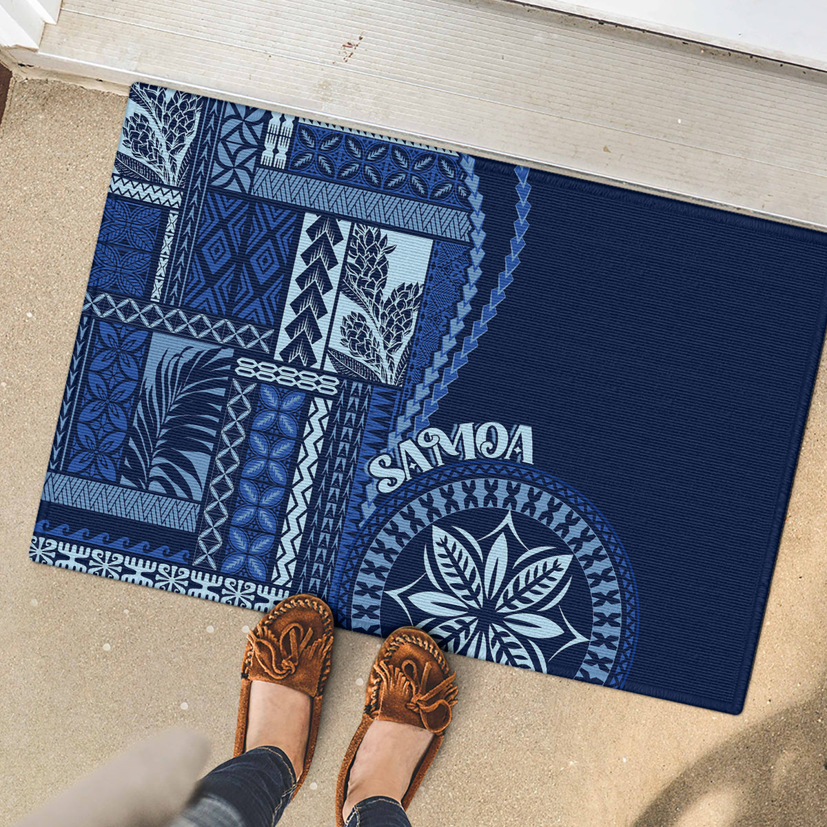 Samoa Siapo Motif Rubber Doormat Classic Style - Bue Ver LT7 - Polynesian Pride