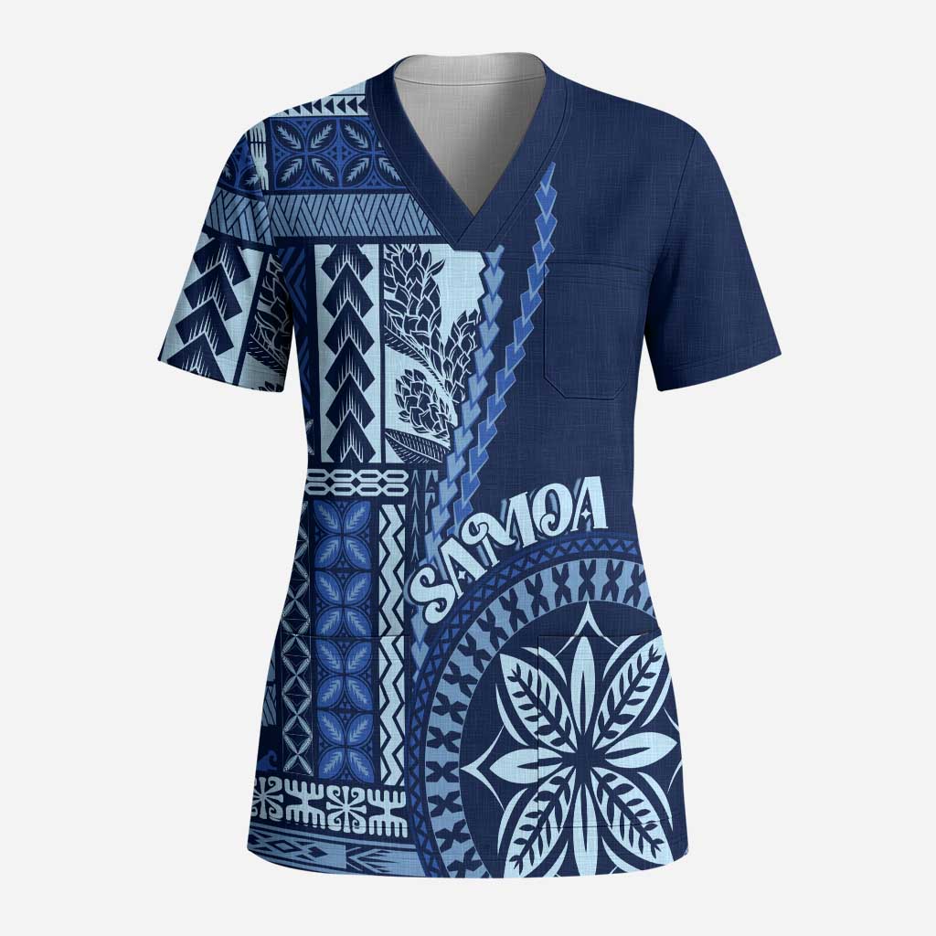 Samoa Siapo Motif Scrub Top Classic Style - Bue Ver - Polynesian Pride