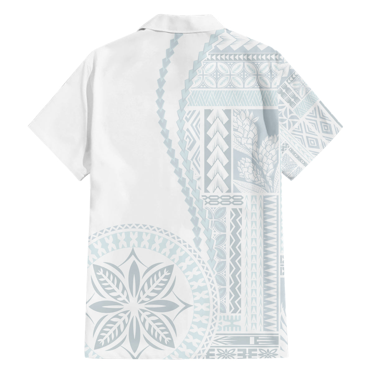 Samoa White Sunday Family Matching Short Sleeve Bodycon Dress and Hawaiian Shirt Classic Siapo Style LT7 - Polynesian Pride