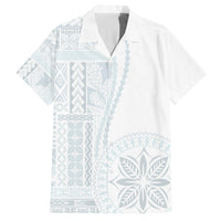 Samoa White Sunday Family Matching Tank Maxi Dress and Hawaiian Shirt Classic Siapo Style LT7 Dad's Shirt - Short Sleeve White - Polynesian Pride