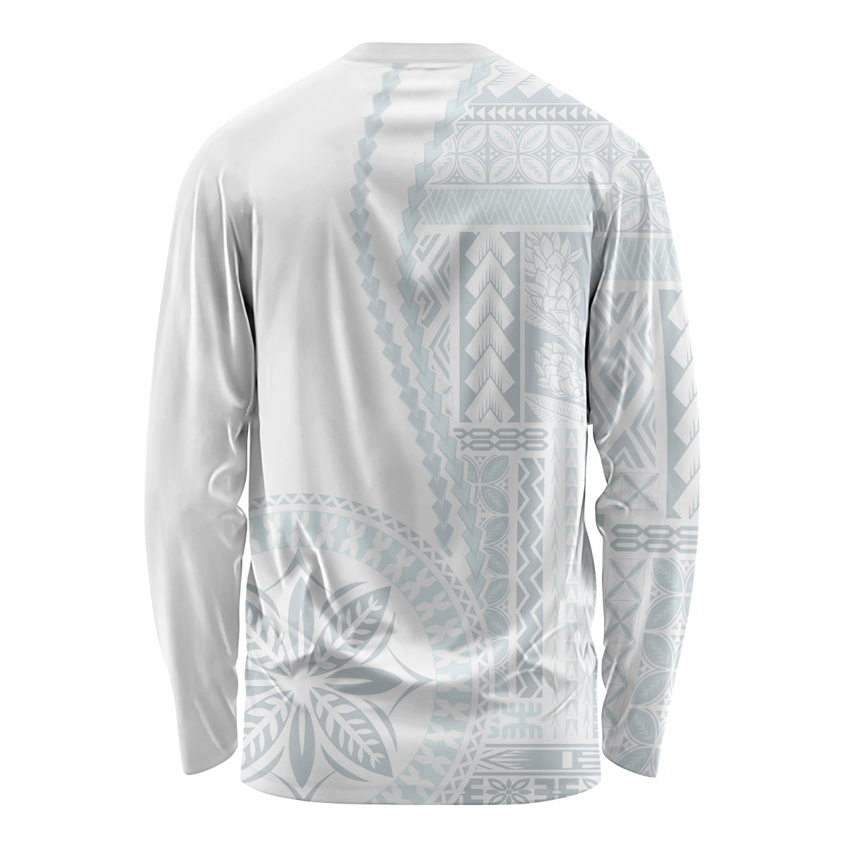 Samoa White Sunday Long Sleeve Shirt Classic Siapo Style LT7 - Polynesian Pride