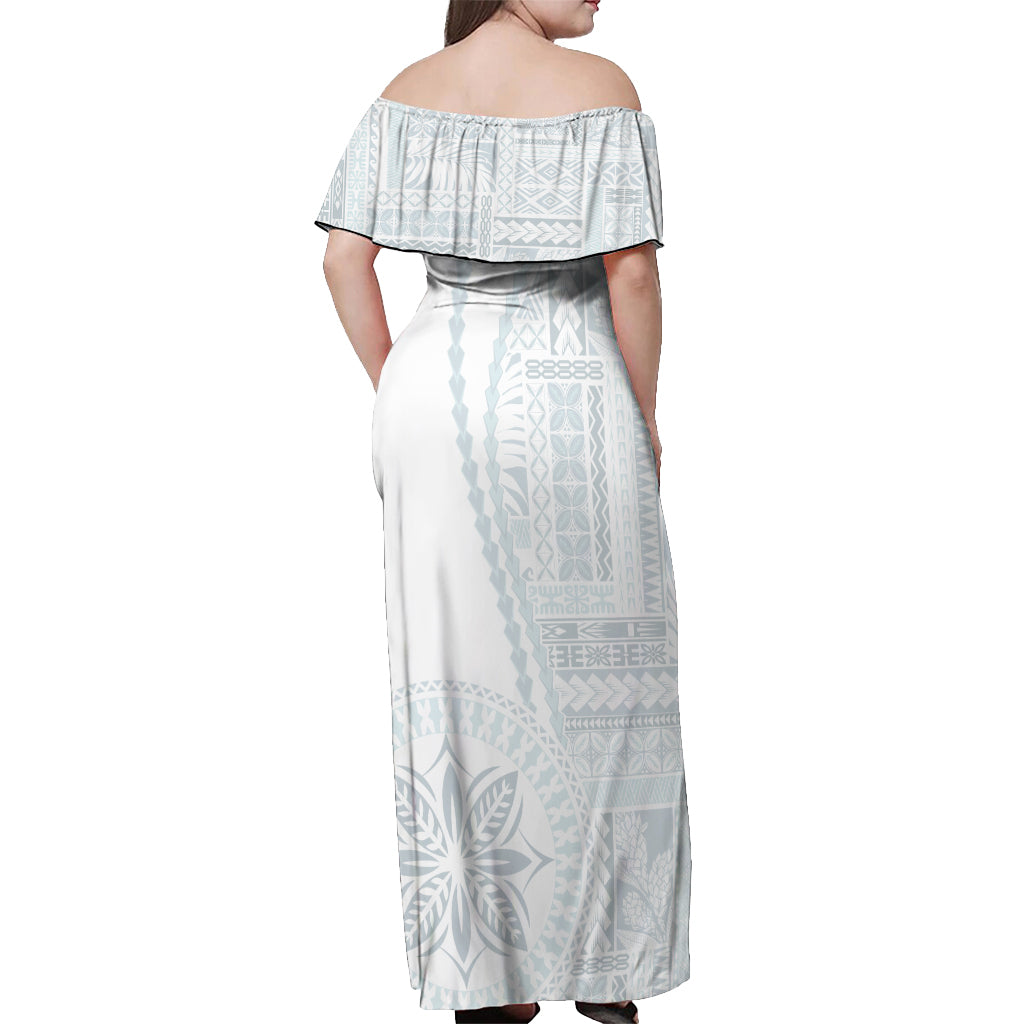Samoa White Sunday Off Shoulder Maxi Dress Classic Siapo Style LT7 - Polynesian Pride