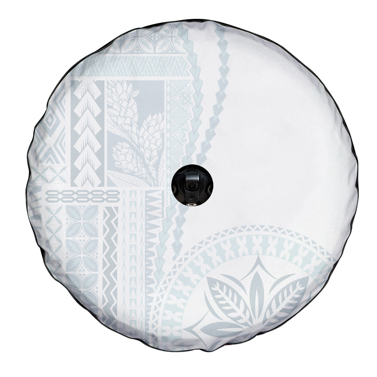 Samoa White Sunday Spare Tire Cover Classic Siapo Style LT7 - Polynesian Pride