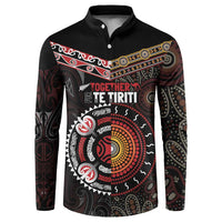 Aotearoa and Australia Indigenous Button Sweatshirt Stand Together For Te Tiriti