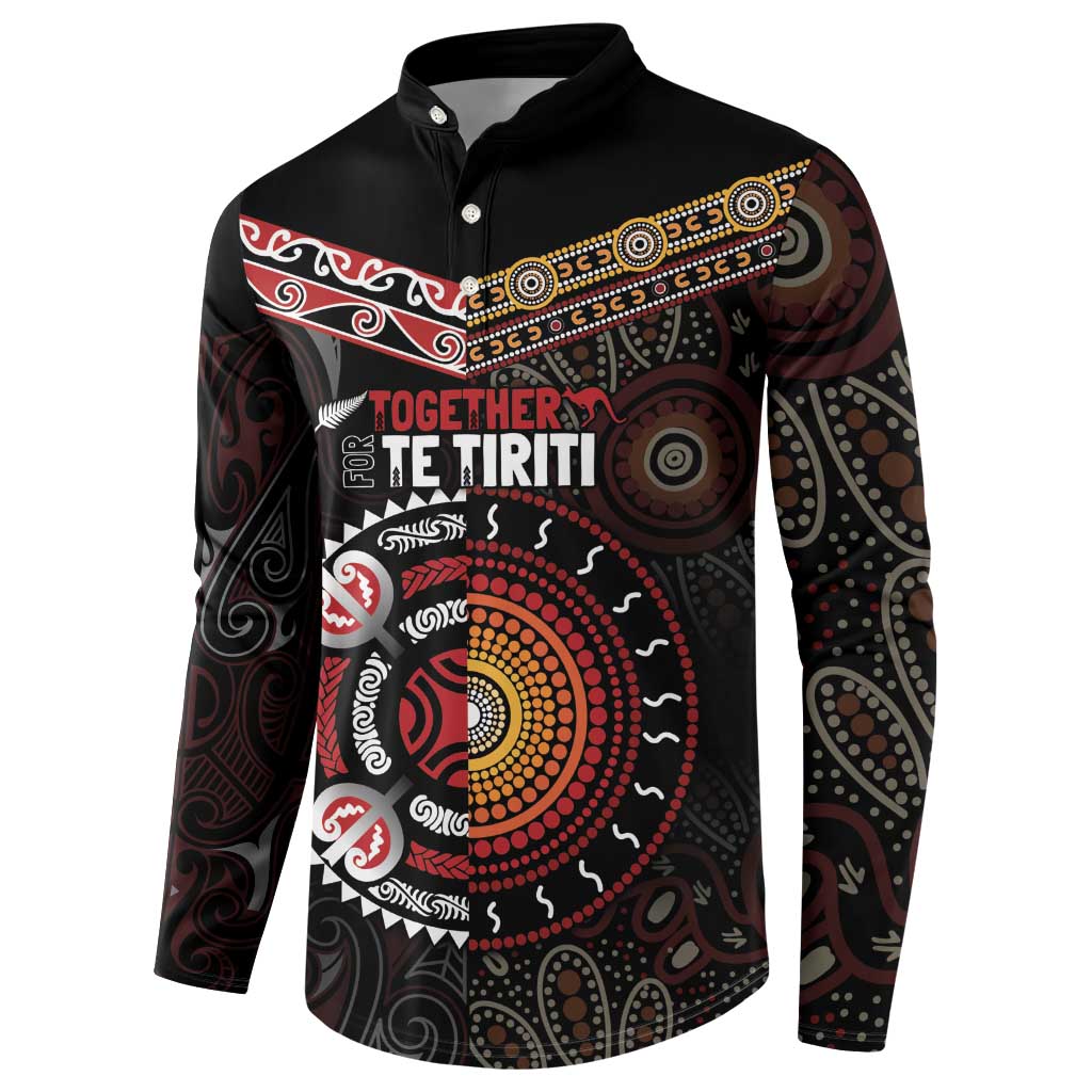 Aotearoa and Australia Indigenous Button Sweatshirt Stand Together For Te Tiriti