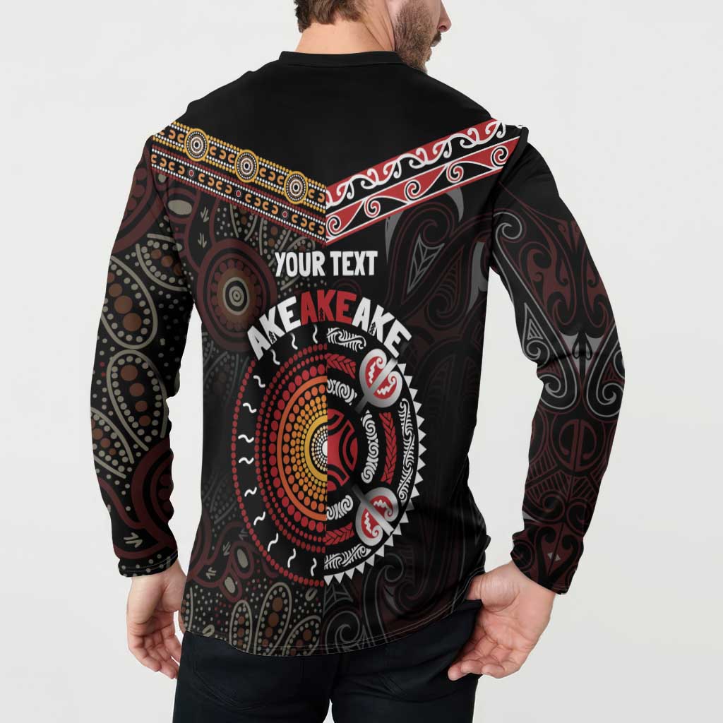 Aotearoa and Australia Indigenous Button Sweatshirt Stand Together For Te Tiriti