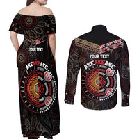 Aotearoa and Australia Indigenous Couples Matching Off Shoulder Maxi Dress and Long Sleeve Button Shirt Stand Together For Te Tiriti