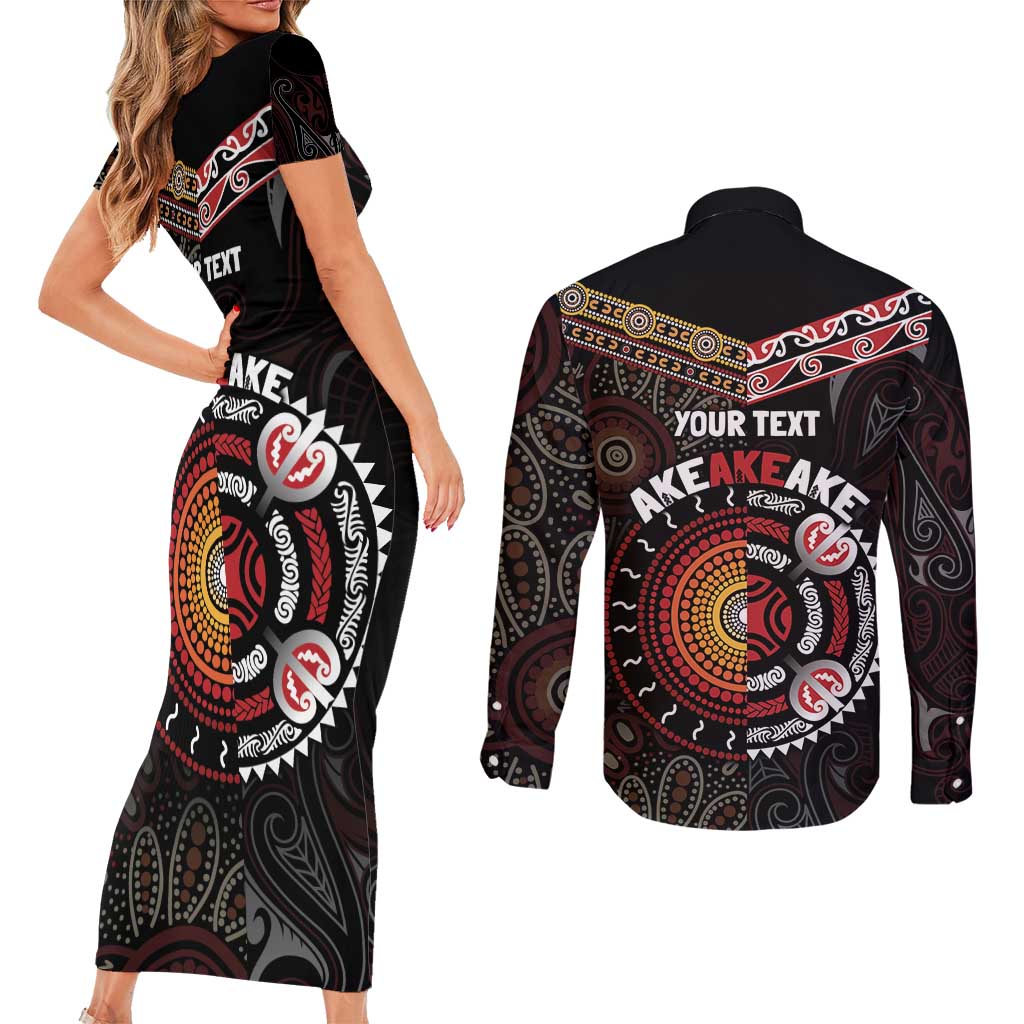 Aotearoa and Australia Indigenous Couples Matching Short Sleeve Bodycon Dress and Long Sleeve Button Shirt Stand Together For Te Tiriti