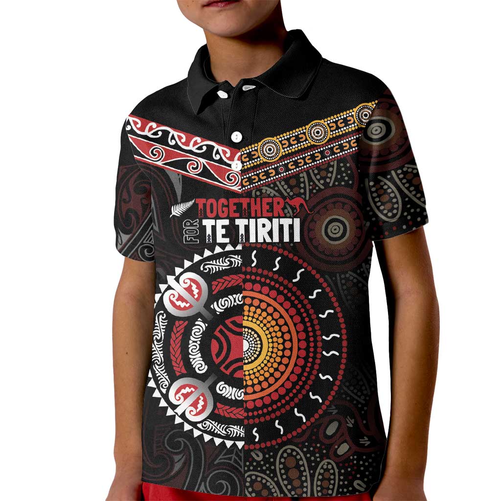 Aotearoa and Australia Indigenous Kid Polo Shirt Stand Together For Te Tiriti