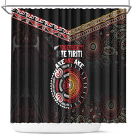 Aotearoa and Australia Indigenous Shower Curtain Stand Together For Te Tiriti LT7 Black - Polynesian Pride