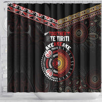 Aotearoa and Australia Indigenous Shower Curtain Stand Together For Te Tiriti LT7 - Polynesian Pride