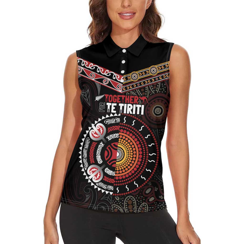Aotearoa and Australia Indigenous Women Sleeveless Polo Shirt Stand Together For Te Tiriti