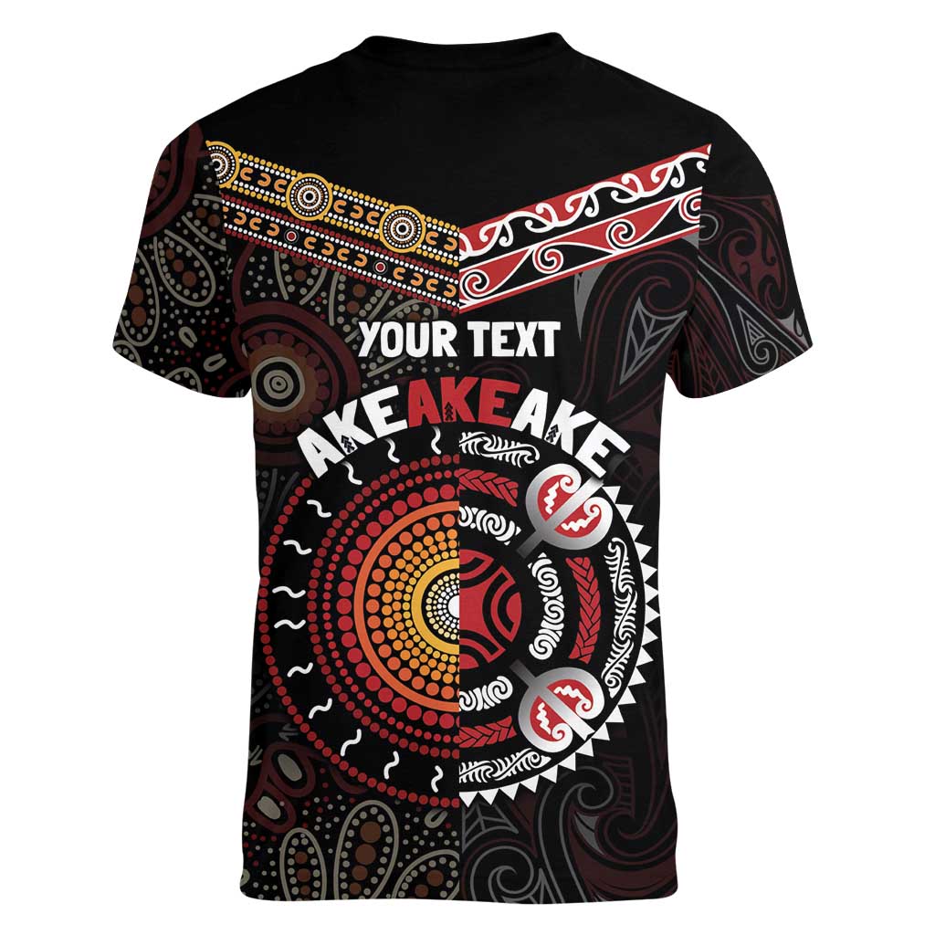 Aotearoa and Australia Indigenous Women V-Neck T-Shirt Stand Together For Te Tiriti LT7 - Polynesian Pride