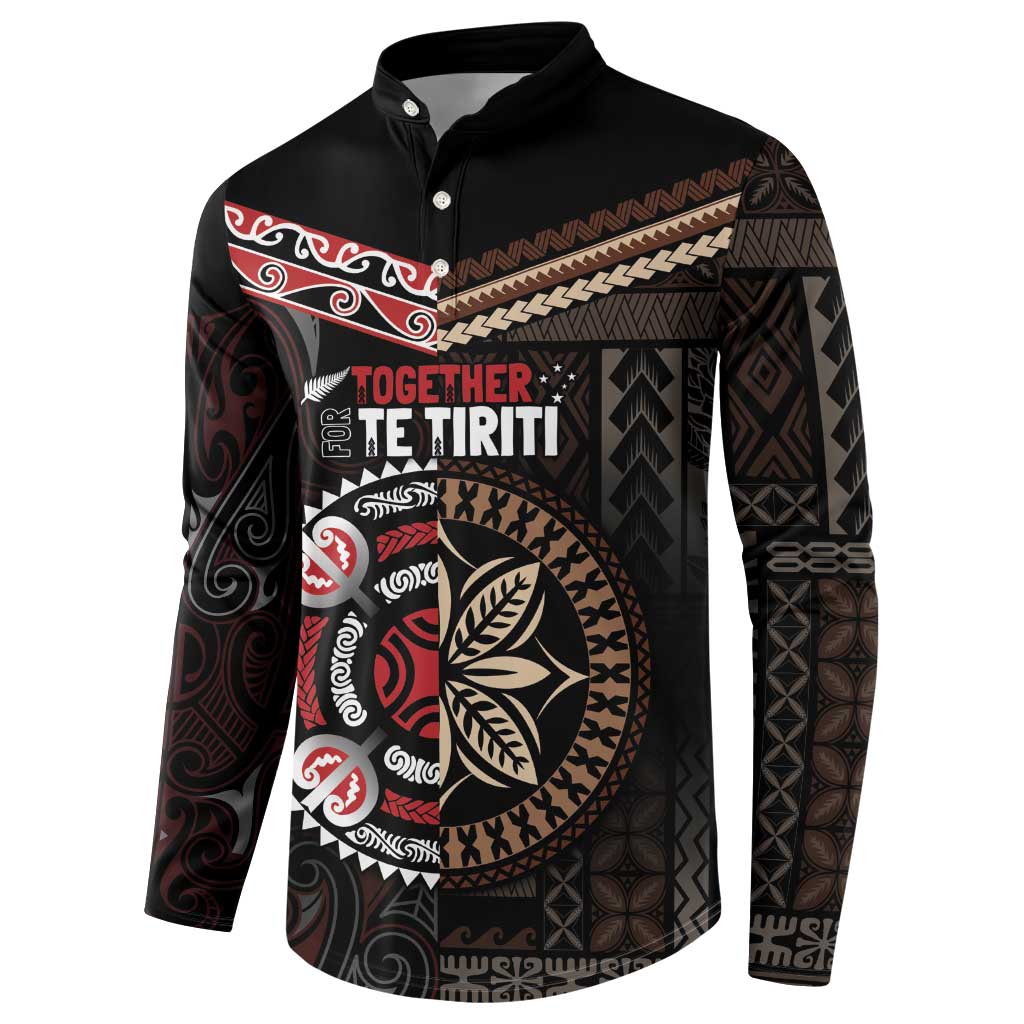 Aotearoa and Samoa Together For Te Tiriti Button Sweatshirt Kowhaiwhai Mix Siapo