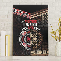 Aotearoa and Samoa Together For Te Tiriti Canvas Wall Art Kowhaiwhai Mix Siapo LT7 Without Frame Black - Polynesian Pride