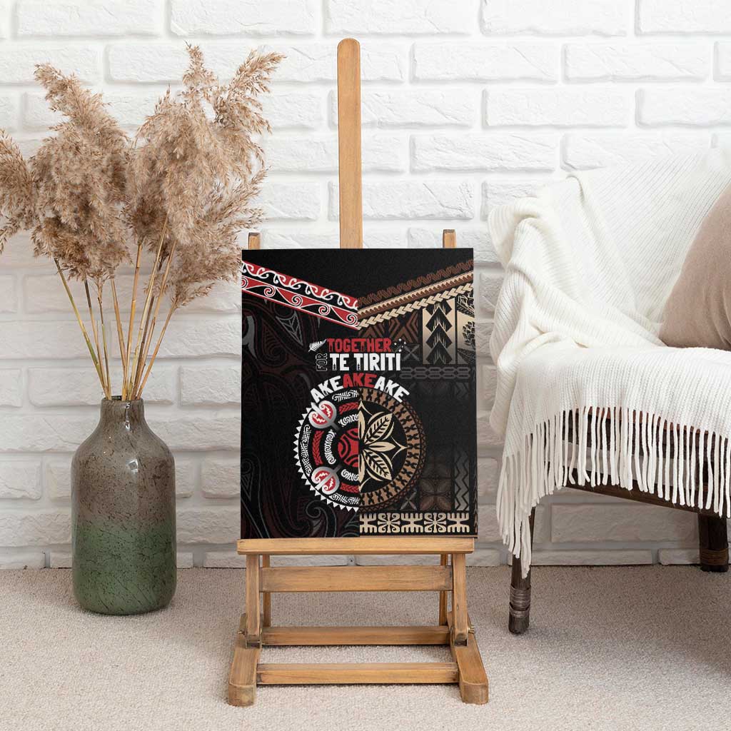 Aotearoa and Samoa Together For Te Tiriti Canvas Wall Art Kowhaiwhai Mix Siapo LT7 - Polynesian Pride