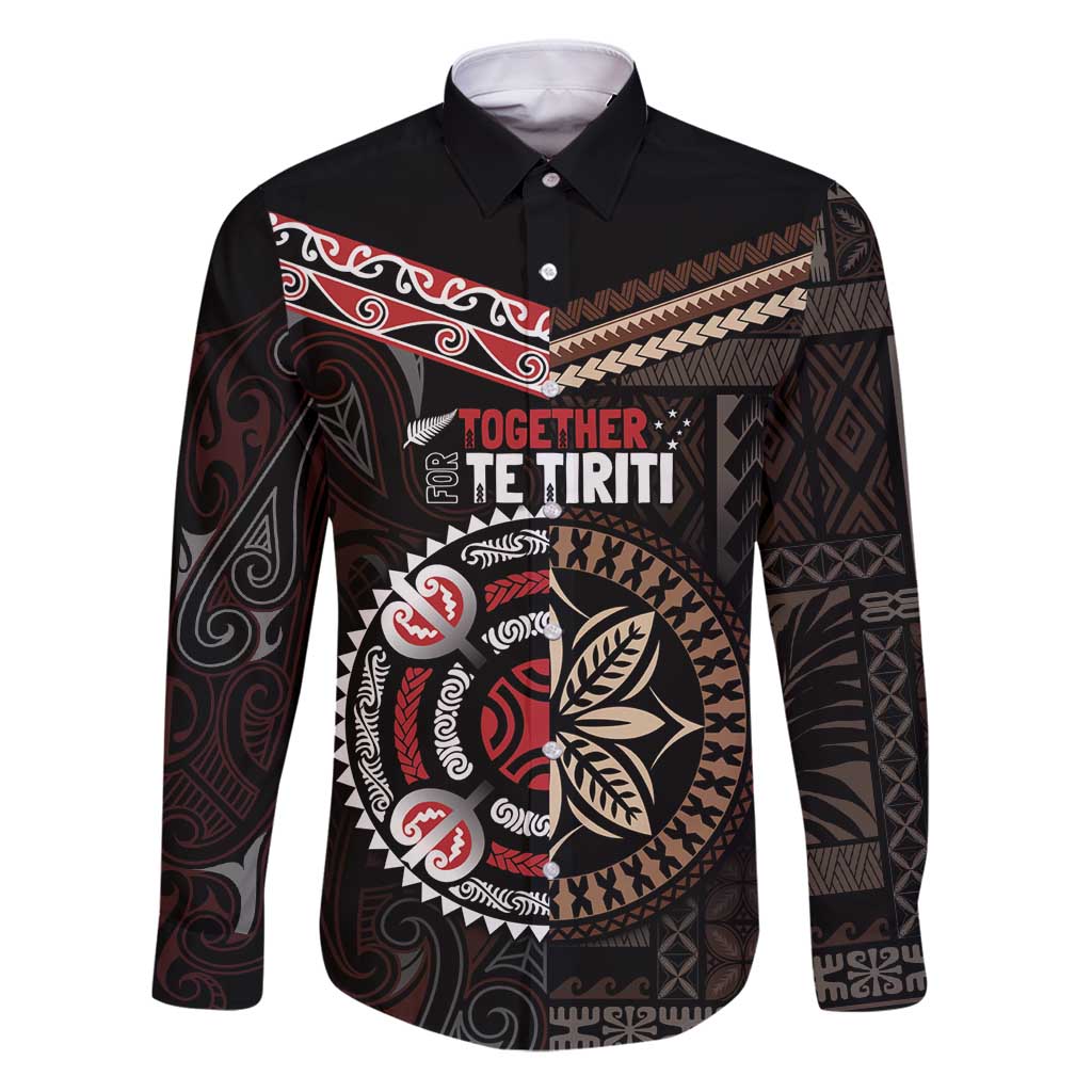 Aotearoa and Samoa Together For Te Tiriti Family Matching Puletasi and Hawaiian Shirt Kowhaiwhai Mix Siapo