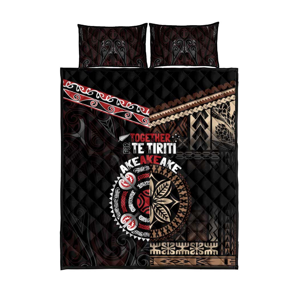 Aotearoa and Samoa Together For Te Tiriti Quilt Bed Set Kowhaiwhai Mix Siapo