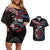 Aotearoa and Samoa Together For Te Tiriti Couples Matching Off Shoulder Short Dress and Hawaiian Shirt Kowhaiwhai Mix Siapo - Flag Color