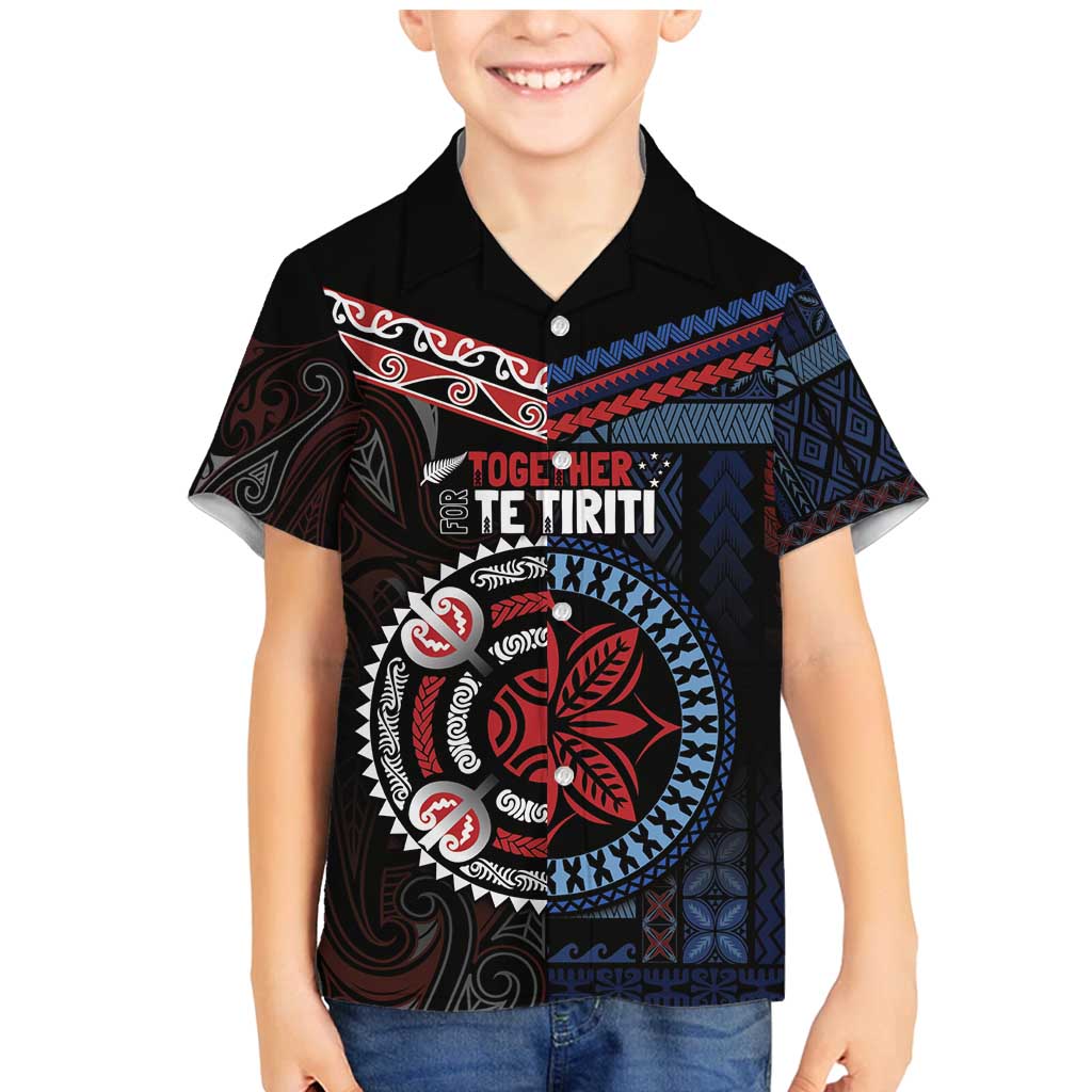 Aotearoa and Samoa Together For Te Tiriti Family Matching Mermaid Dress and Hawaiian Shirt Kowhaiwhai Mix Siapo - Flag Color