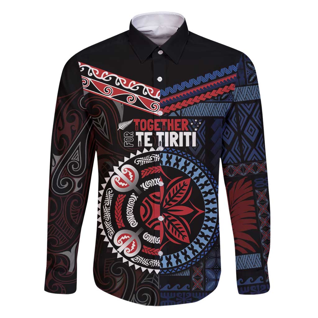 Aotearoa and Samoa Together For Te Tiriti Family Matching Puletasi and Hawaiian Shirt Kowhaiwhai Mix Siapo - Flag Color