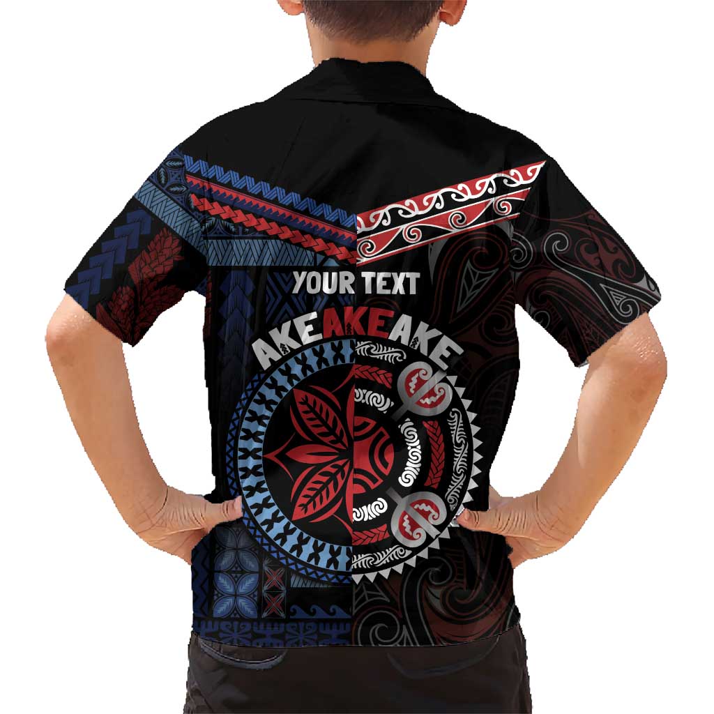 Aotearoa and Samoa Together For Te Tiriti Family Matching Short Sleeve Bodycon Dress and Hawaiian Shirt Kowhaiwhai Mix Siapo - Flag Color