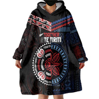 Aotearoa and Samoa Together For Te Tiriti Wearable Blanket Hoodie Kowhaiwhai Mix Siapo - Flag Color