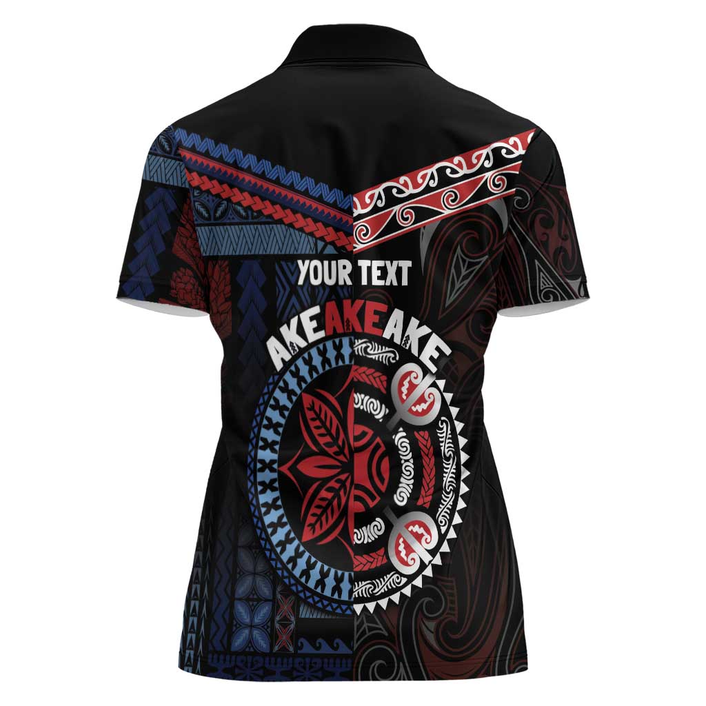 Aotearoa and Samoa Together For Te Tiriti Women Polo Shirt Kowhaiwhai Mix Siapo - Flag Color