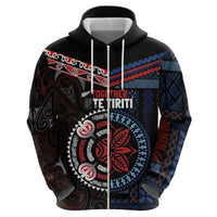 Aotearoa and Samoa Together For Te Tiriti Zip Hoodie Kowhaiwhai Mix Siapo - Flag Color