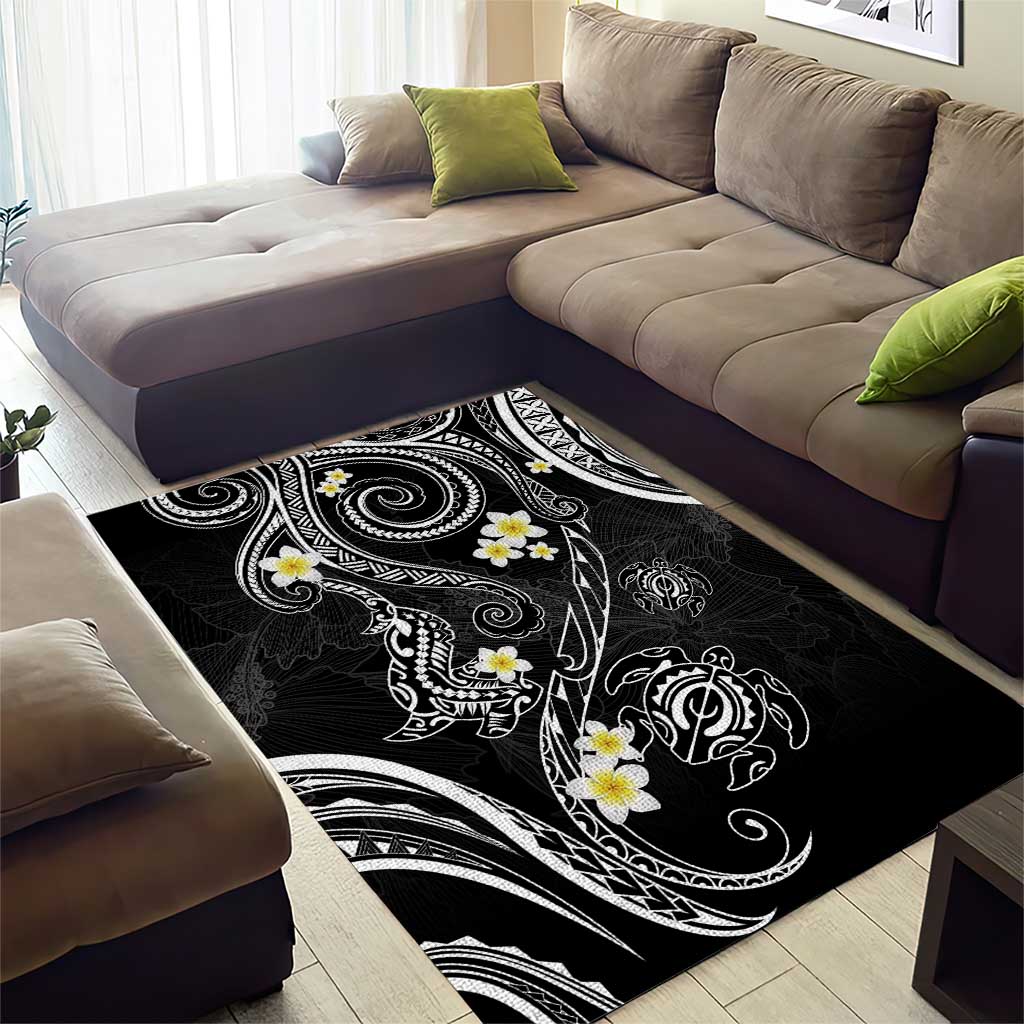 Polynesia Tribal Area Rug Tentacles Plumeria