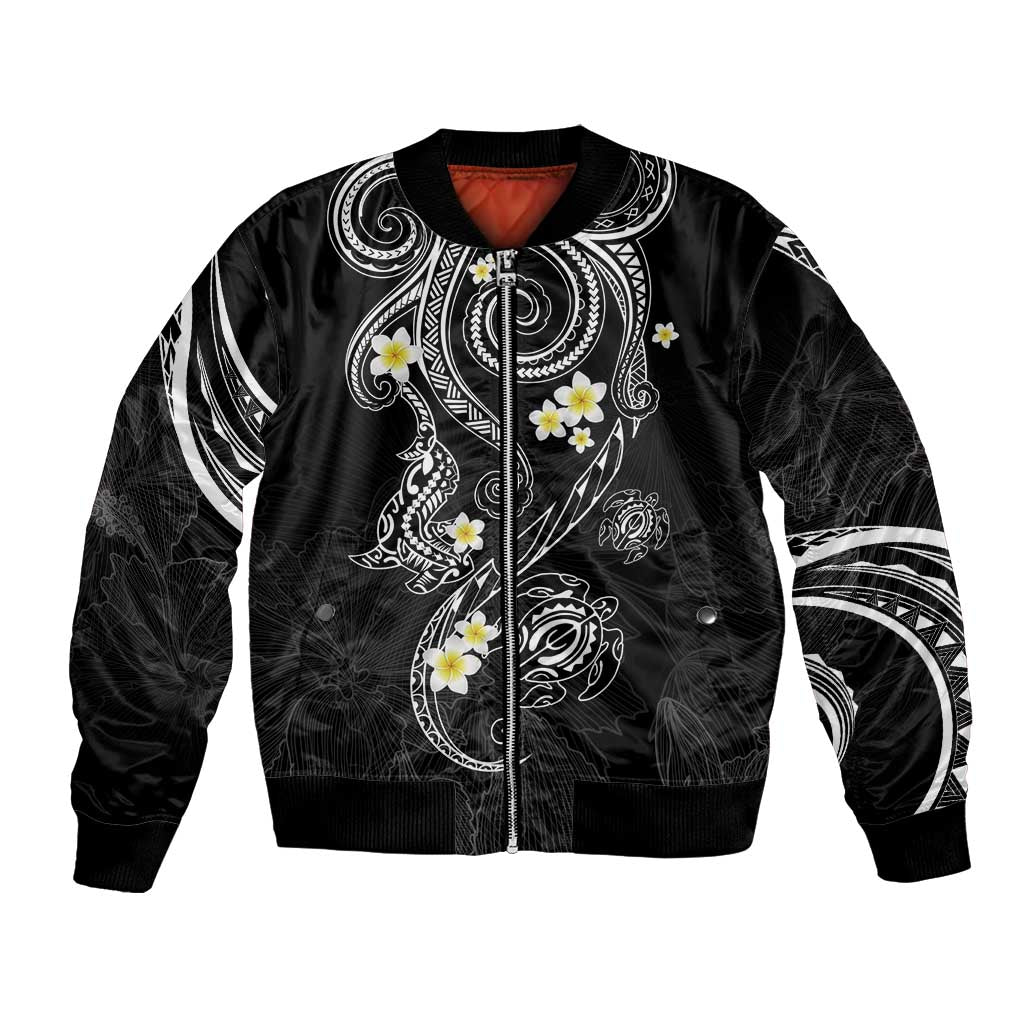 Polynesia Tribal Bomber Jacket Tentacles Plumeria