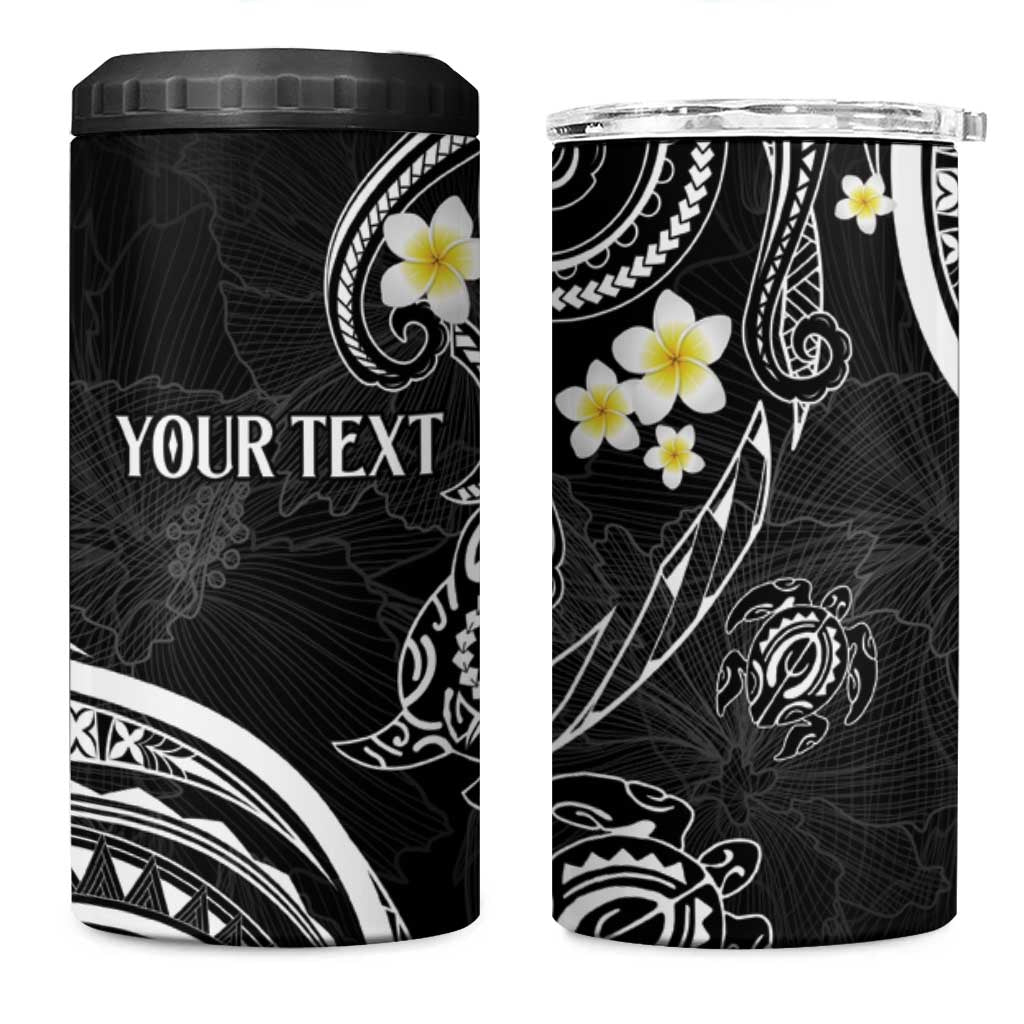 Polynesia Tribal 4 in 1 Can Cooler Tumbler Tentacles Plumeria