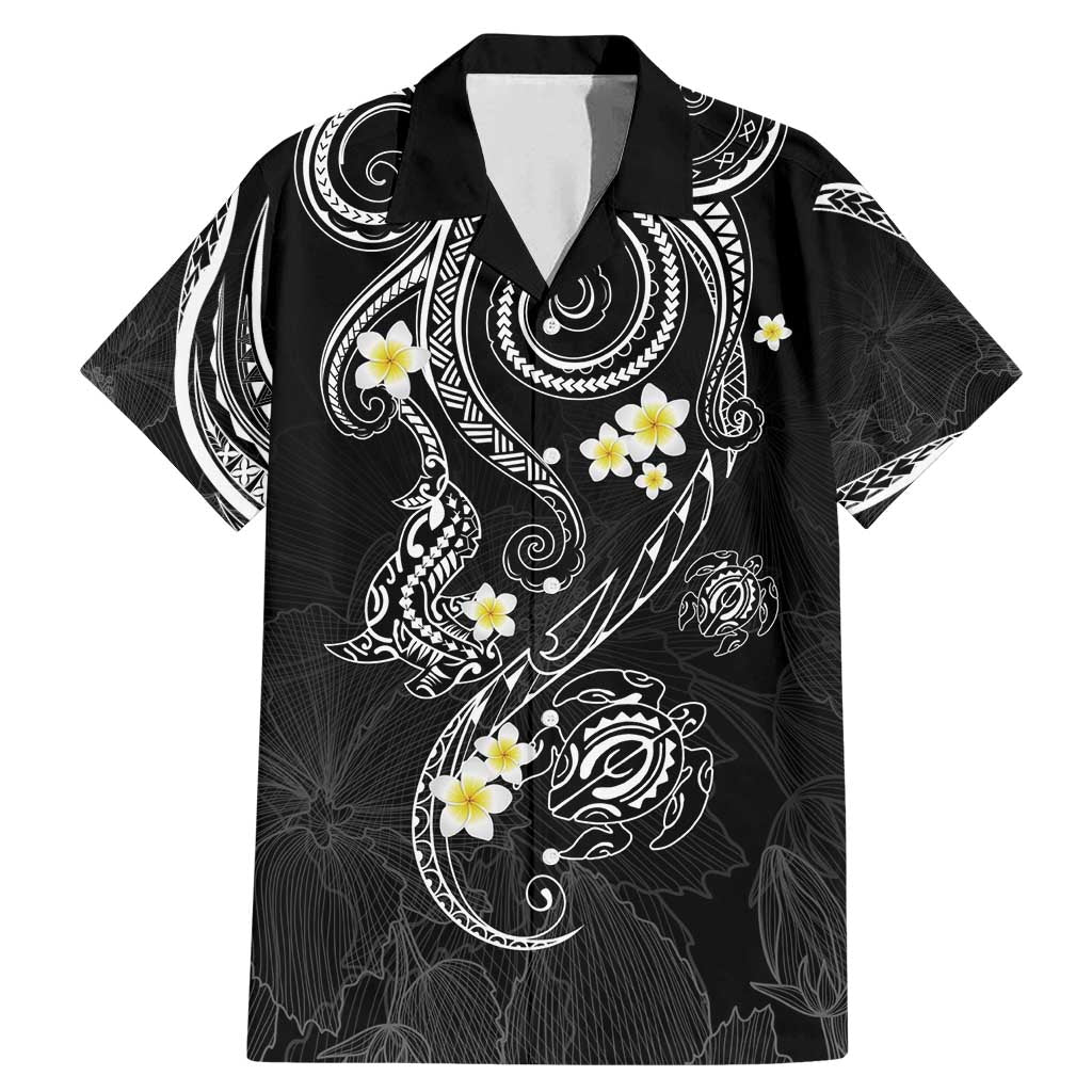 Polynesia Tribal Family Matching Mermaid Dress and Hawaiian Shirt Tentacles Plumeria LT7 Dad's Shirt - Short Sleeve Black - Polynesian Pride