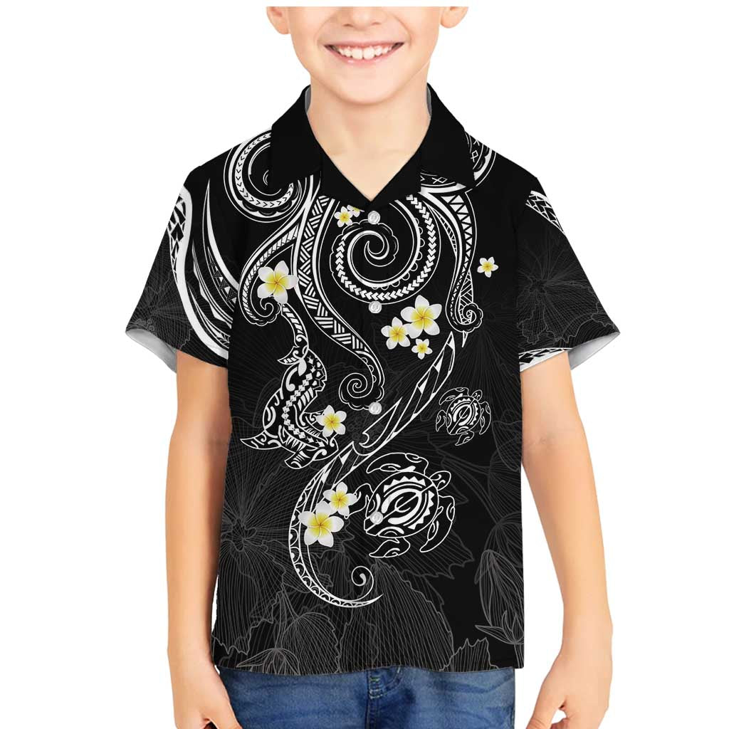 Polynesia Tribal Family Matching Mermaid Dress and Hawaiian Shirt Tentacles Plumeria LT7 Son's Shirt Black - Polynesian Pride