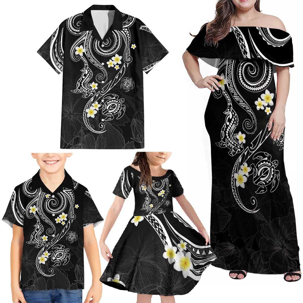Polynesia Tribal Family Matching Off Shoulder Maxi Dress and Hawaiian Shirt Tentacles Plumeria LT7 - Polynesian Pride