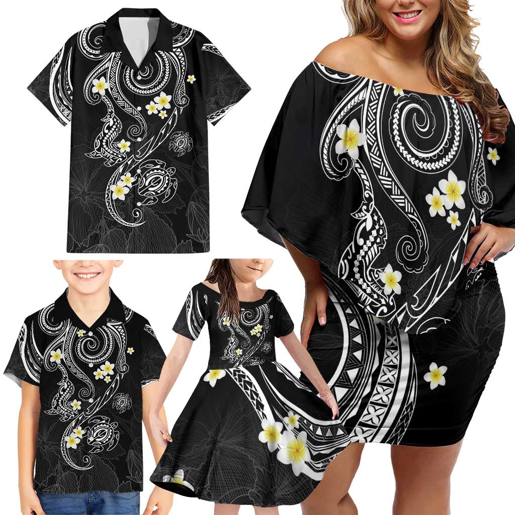 Polynesia Tribal Family Matching Off Shoulder Short Dress and Hawaiian Shirt Tentacles Plumeria LT7 - Polynesian Pride