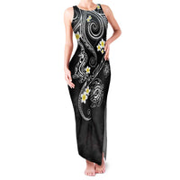 Polynesia Tribal Family Matching Tank Maxi Dress and Hawaiian Shirt Tentacles Plumeria LT7 Mom's Dress Black - Polynesian Pride
