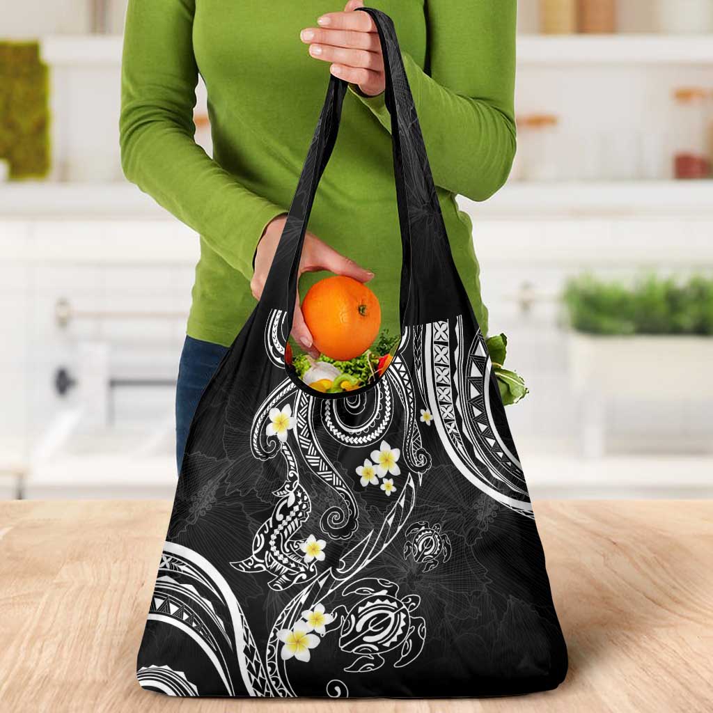Polynesia Tribal Grocery Bag Tentacles Plumeria