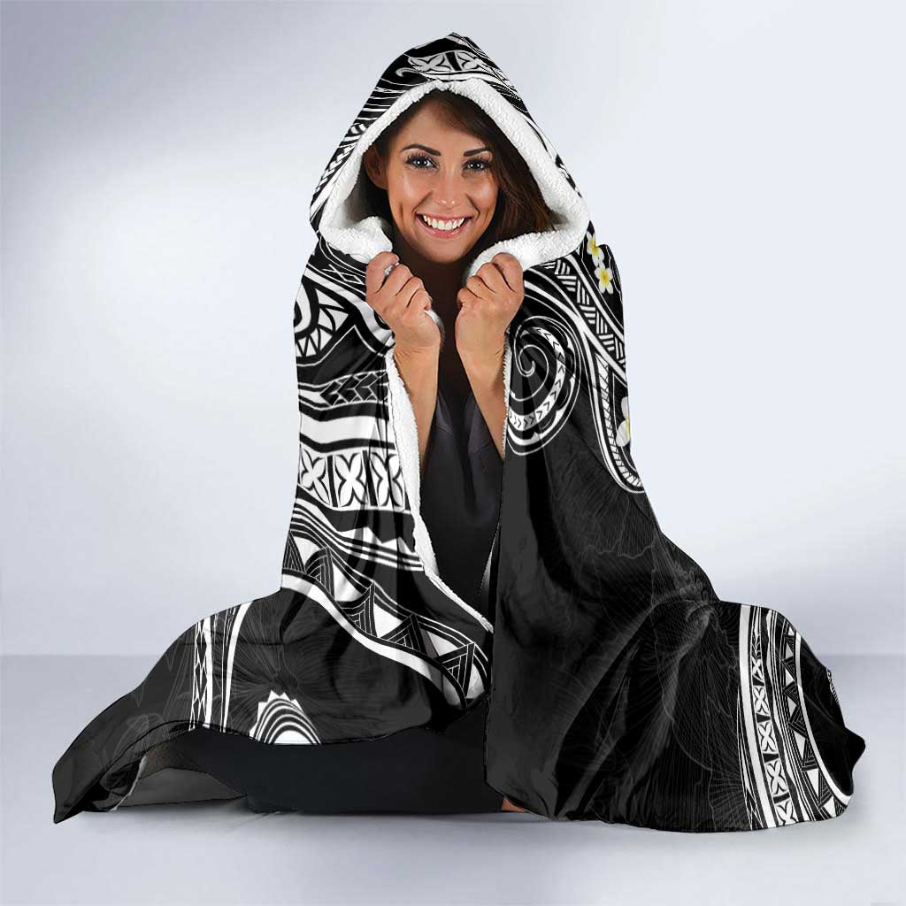 Polynesia Tribal Hooded Blanket Tentacles Plumeria
