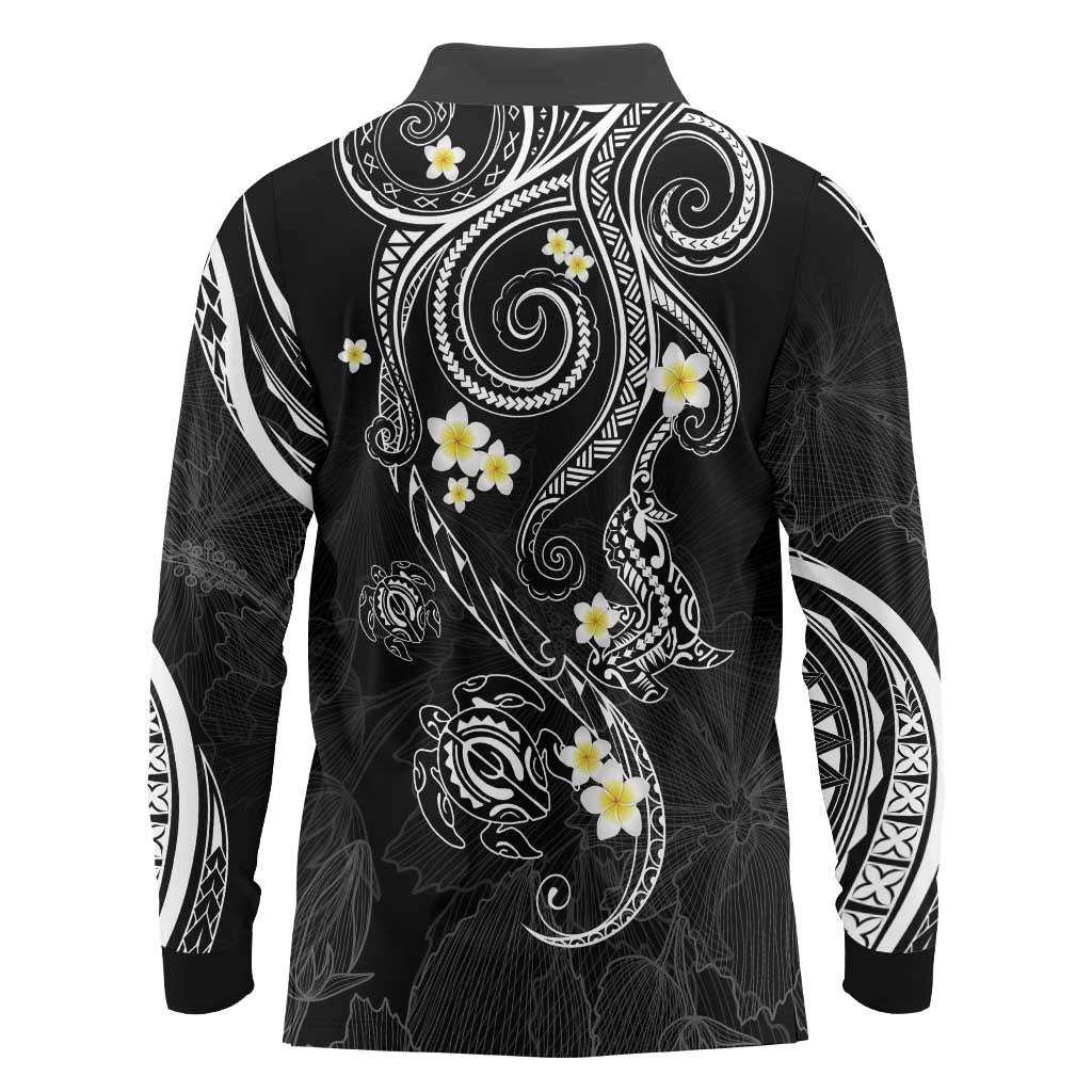 Polynesia Tribal Long Sleeve Polo Shirt Tentacles Plumeria LT7 - Polynesian Pride