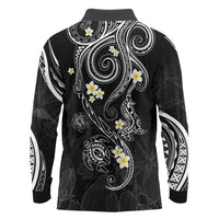 Polynesia Tribal Long Sleeve Polo Shirt Tentacles Plumeria LT7 - Polynesian Pride