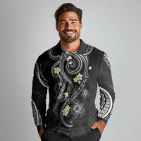 Polynesia Tribal Long Sleeve Polo Shirt Tentacles Plumeria LT7 - Polynesian Pride