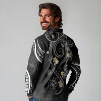 Polynesia Tribal Long Sleeve Polo Shirt Tentacles Plumeria LT7 - Polynesian Pride